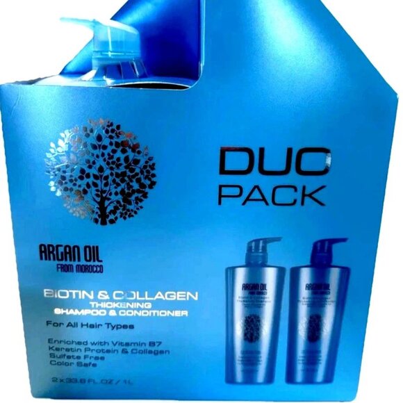 Argan Oil from Morocco Set of Biotin & Collagen Thickening Shampoo & Conditioner - Picture 1 of 2